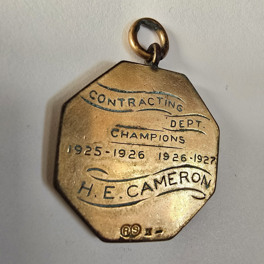 VTG 1920s American Bridge Company Champion Gold Tone Medal‎ Collectible - Picture 2 of 3